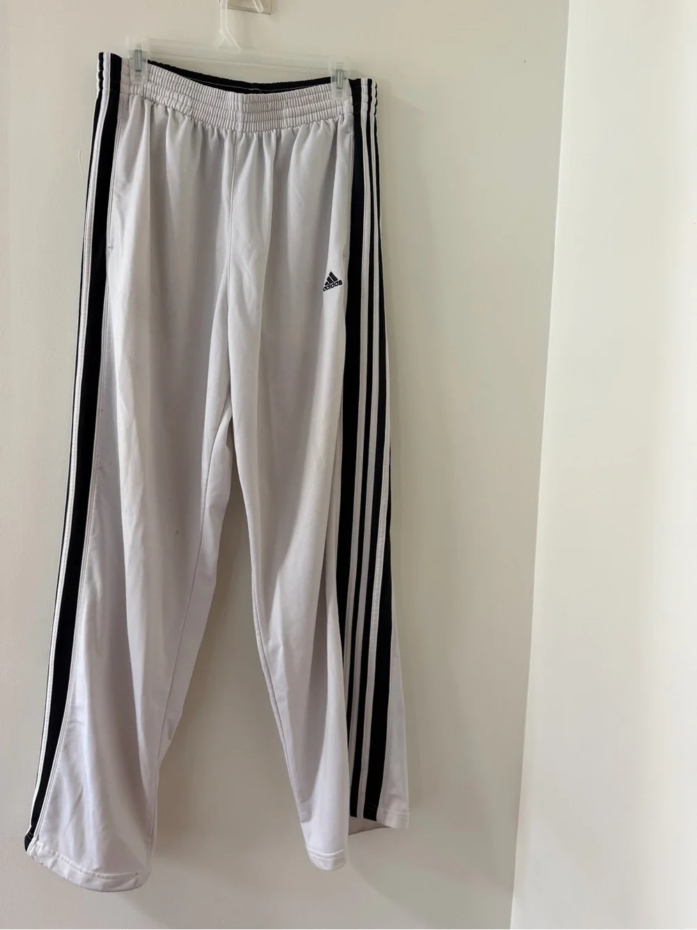 adidas White Sweatpants with Black Side Stripes - men’s